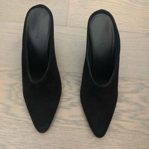 Vince Black Suede Pointed Toe Mule